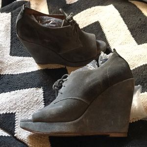 Rag & Bone suede Oxford leather wedge booties